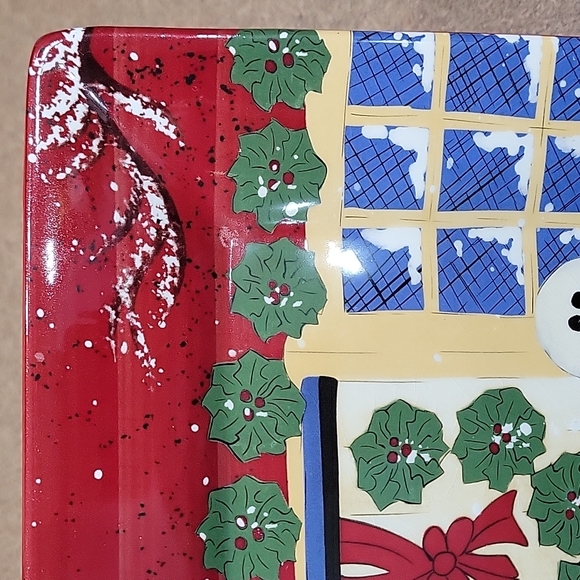 Hand Painted Snow People Serving Plate!!! - Picture 3 of 13